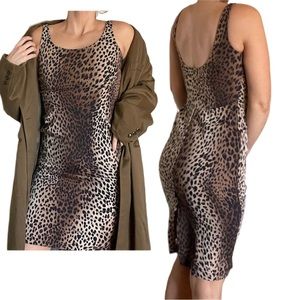Rare DESIGNER Moschino vintage 1990s timeless cheetah print Bodycon slip dress